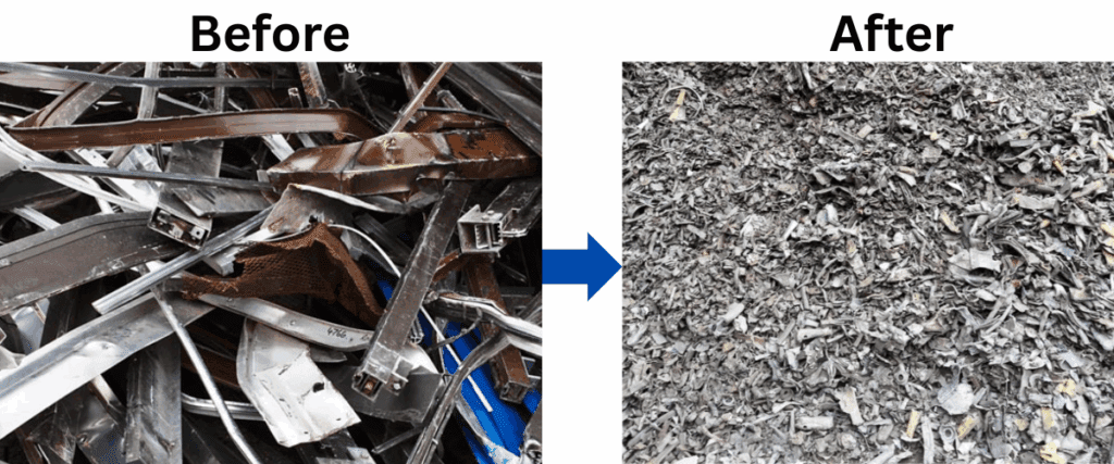 shredded matrials scrap crusher