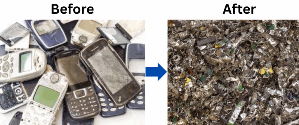 shredded matrials of mobile phone