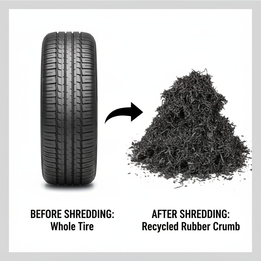 tire before and after shredding