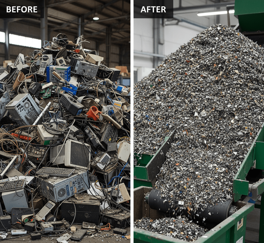 before and after e scrap shredder image